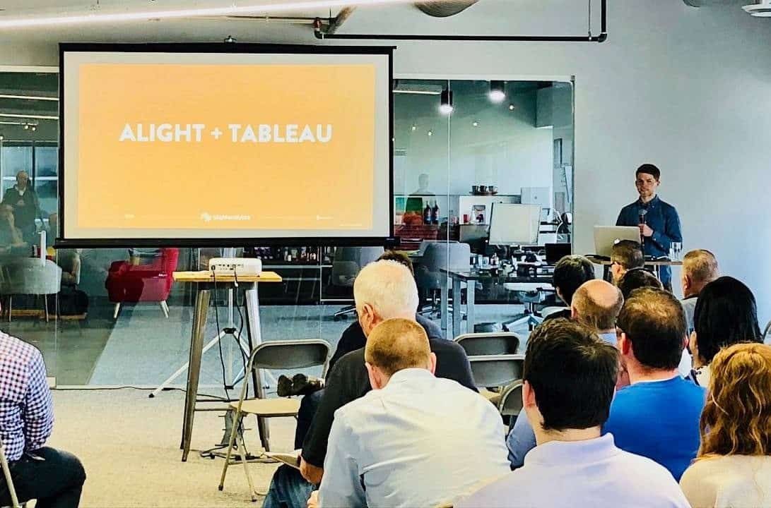 Dan Duncan speaks at the KC Tableau User Group on May 3, 2018.